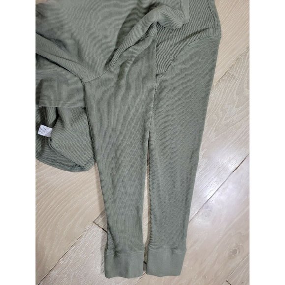 PS Basics Pacsun Women's LARGE Waffle Knit Henley Green Long Sleeve Regular Fit - Picture 6 of 9